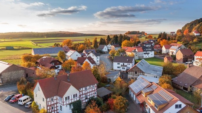 Aerial view of a housing estate